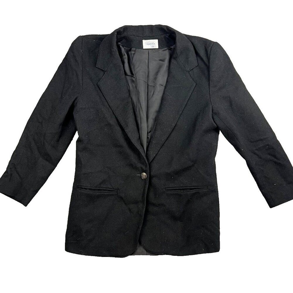 Vintage Petite By Fundamental Things Womens Size Small Petite Black Wool Blazer